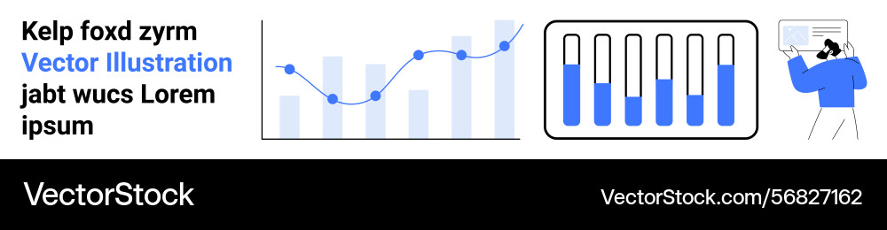 Data visualization with graphs bar charts vector image