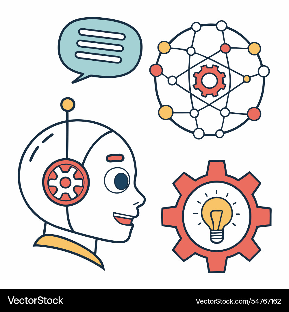 Icons of chatbots machine learning and automation vector image