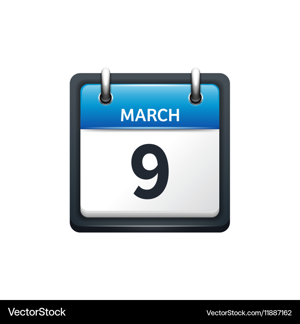 march-9-calendar-icon-flat-royalty-free-vector-image