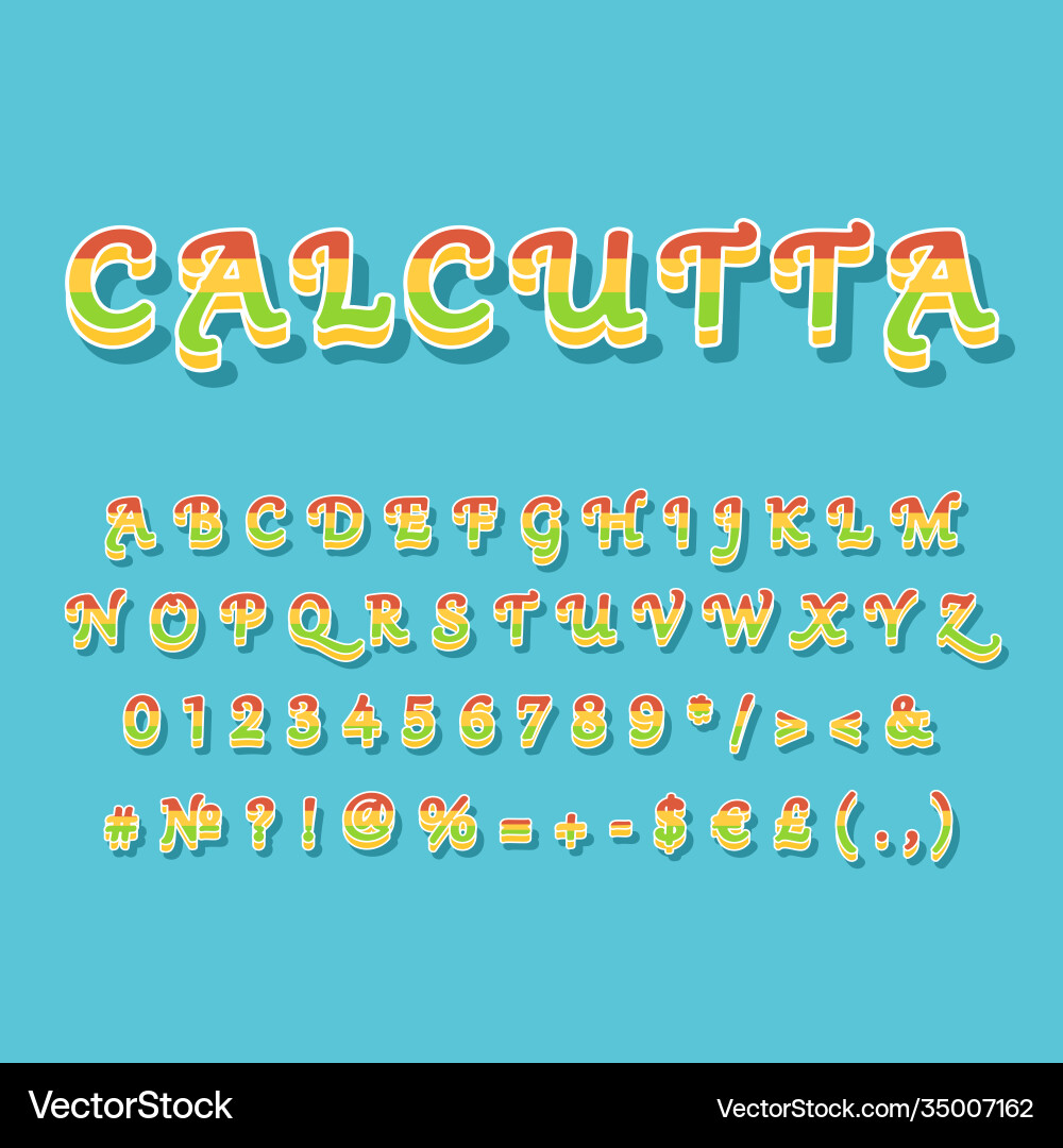 Retro 3D Alphabet Set - Calcutta Style Vector Image