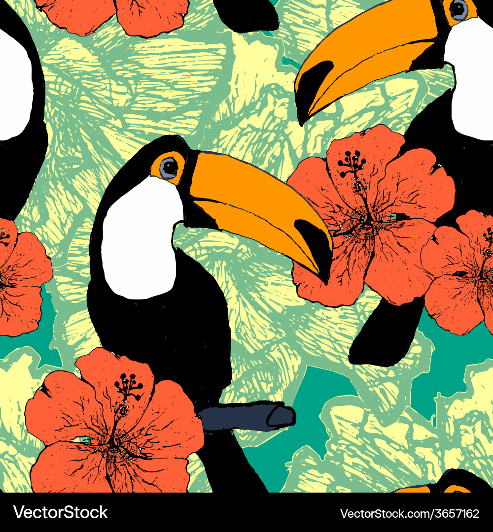 Seamless pattern with toucans Vector Image