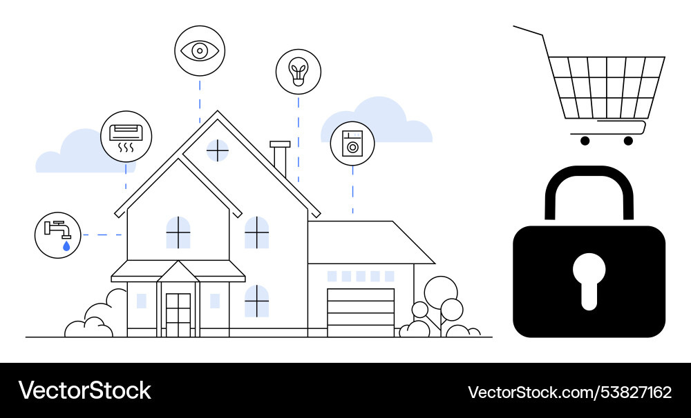 Smart home automation connected to security Smart home automation connected to security vector image