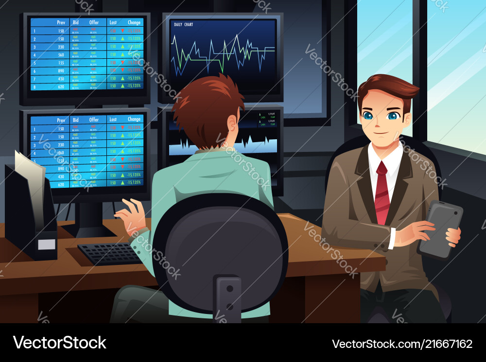 Stock Trader Analyzing Market Data vector image