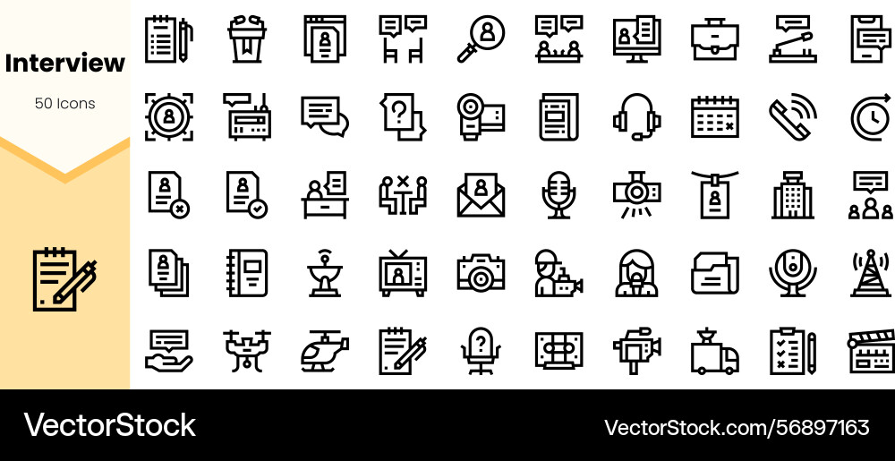 A collection of interview-related icons featuring A collection of interview-related icons featuring Vector Image