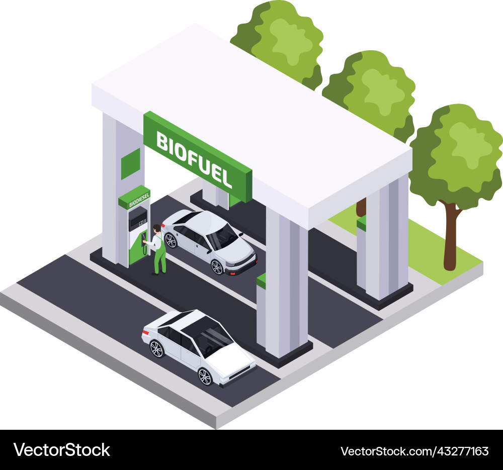 Bio fuel station composition Royalty Free Vector Image