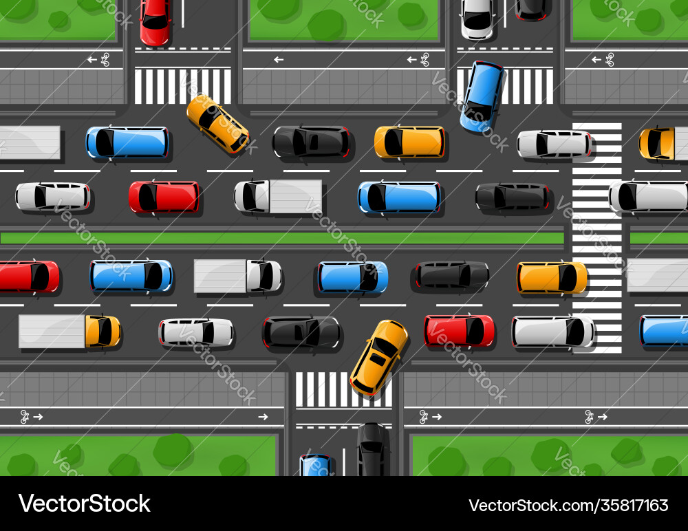 City Traffic Jam Freeway Royalty Free Vector Image