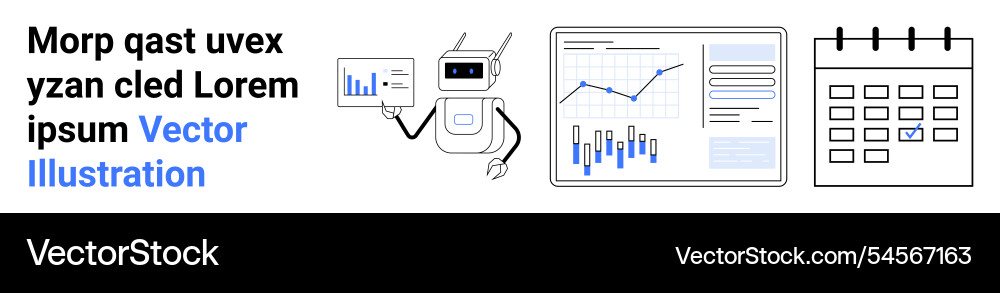 Data analysis and planning with robot automation Data analysis and planning with robot automation vector image