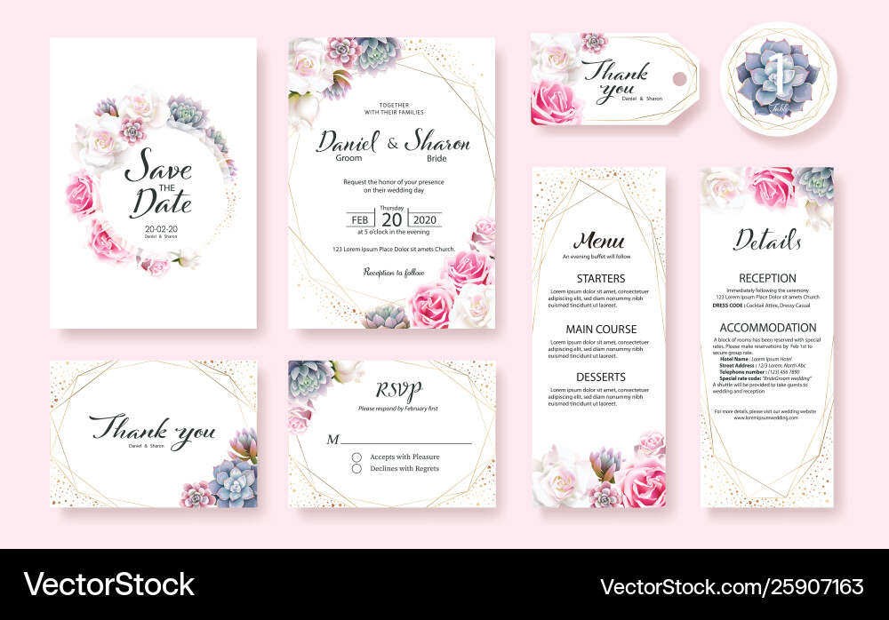 Elegant Floral Wedding Invitation Card vector image