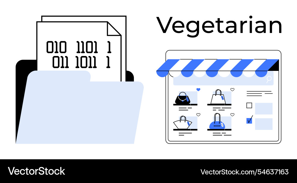Online shopping interface with binary code folder Online shopping interface with binary code folder vector image