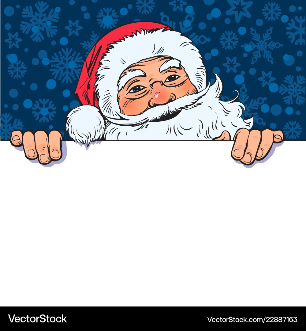 Smiling Santa Holding Board Vector Image