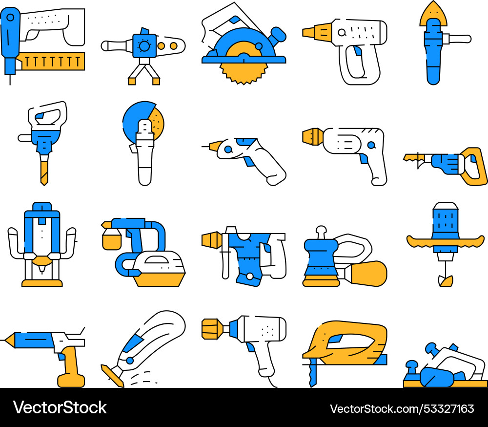 Tools for building collection icons set Tools for building collection icons set Vector Image