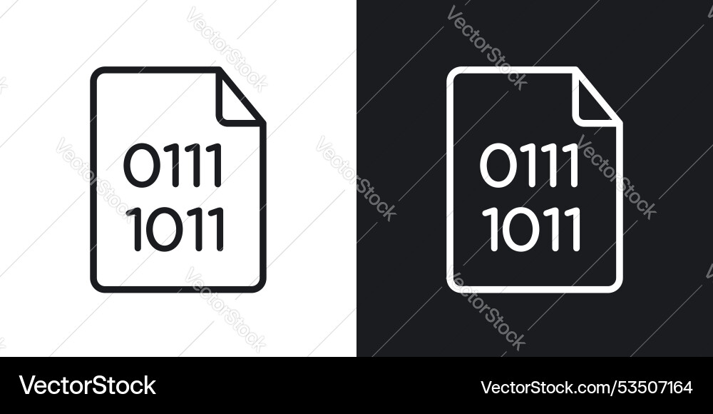 Binary codeline in thin line black color flat Vector Image