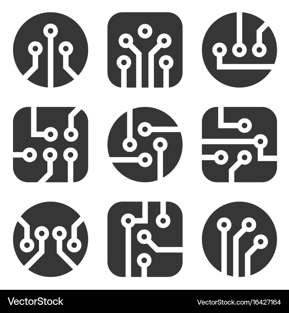 Chip and Microprocessor Icons vector image