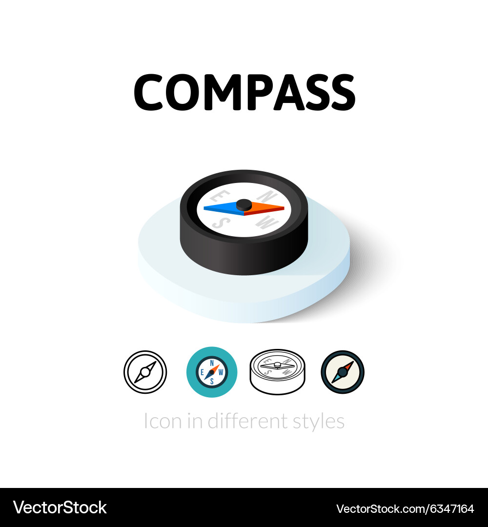 Compass icon in different style vector image