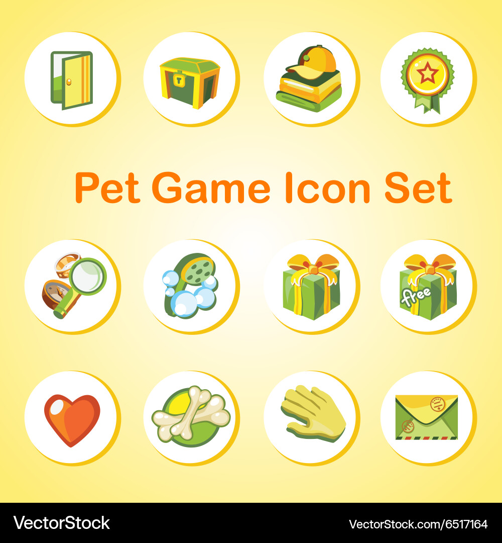Game icon set with 12 objects in the same style Vector Image