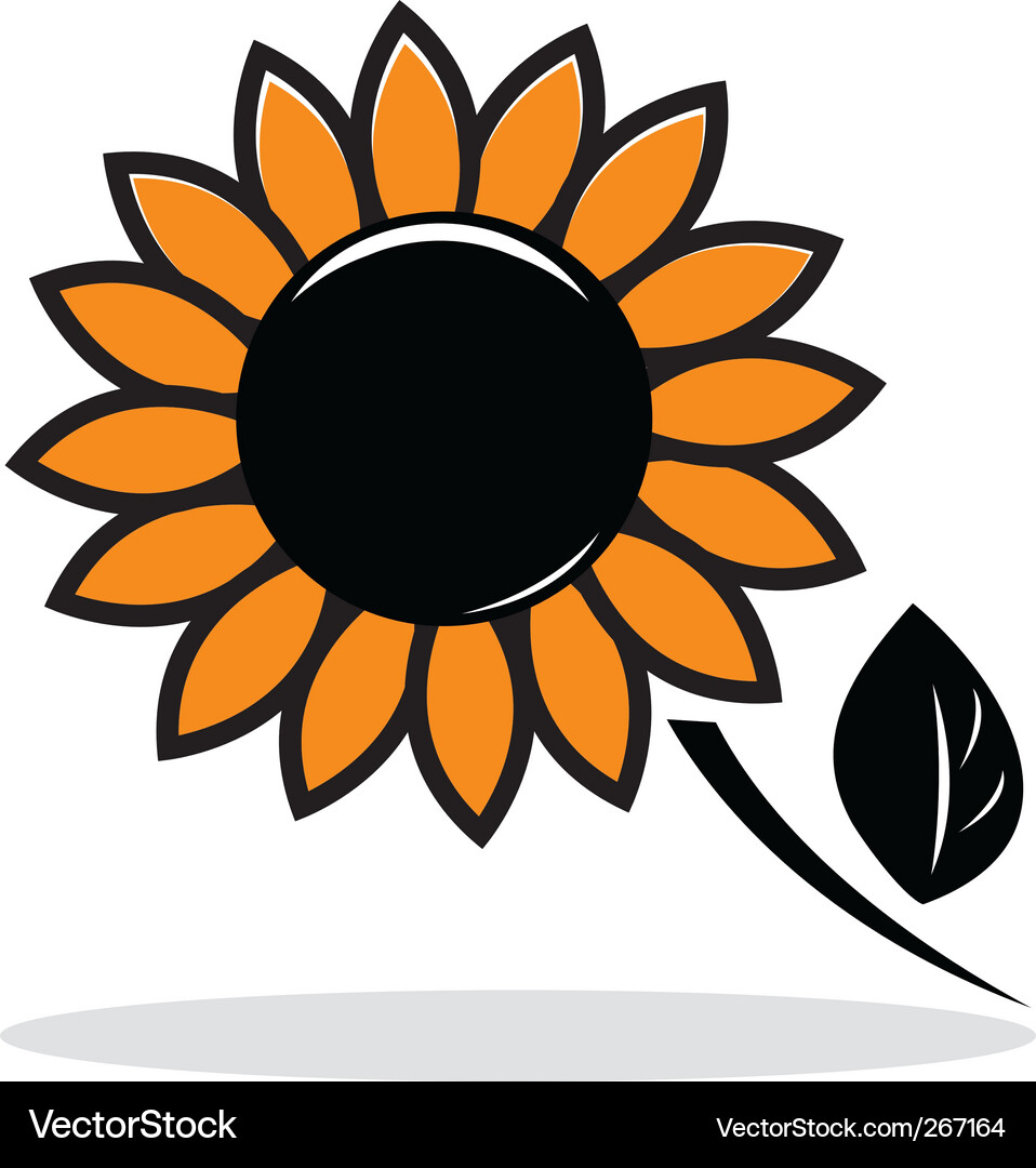Single Orange Sonnenblume Vektorbild