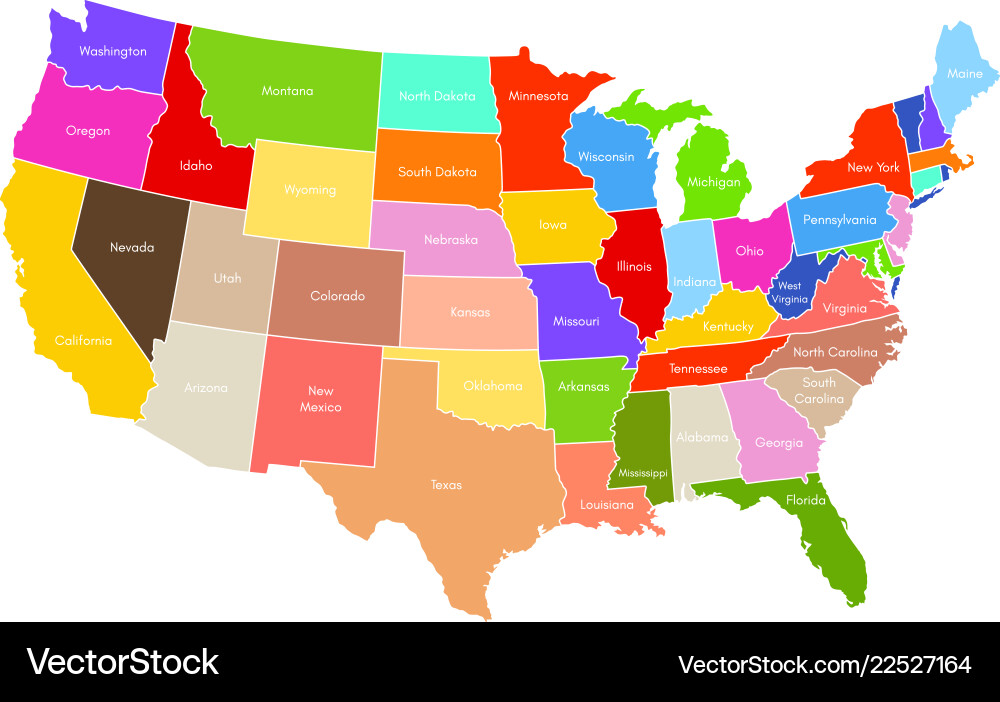 Vereinigte Staaten von Amerika Karte usa bunt Vereinigte Staaten von Amerika Karte usa bunt vektorbild