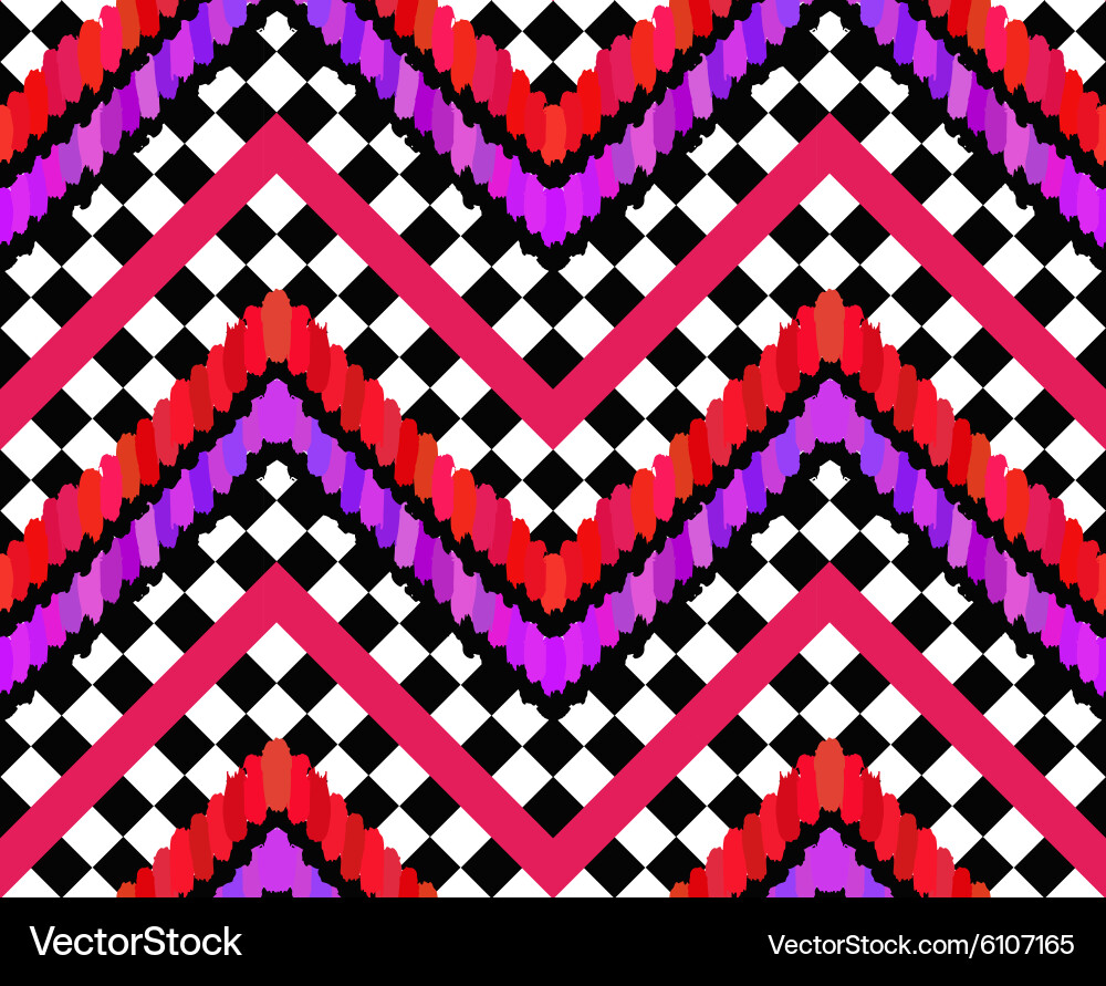 Brush strokes and checkers pattern vector image