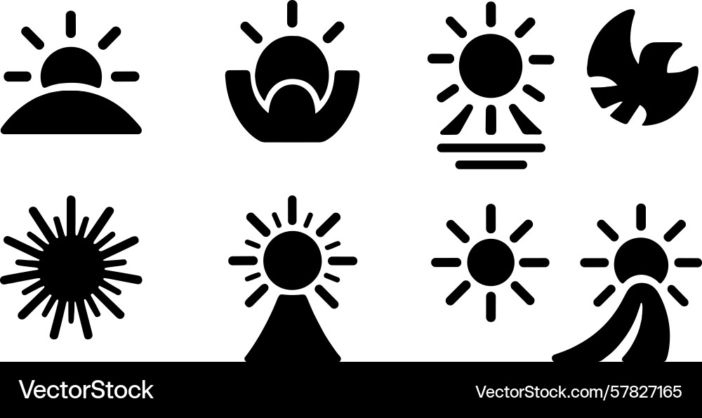 Collection of creative web icons featuring sun Vector Image