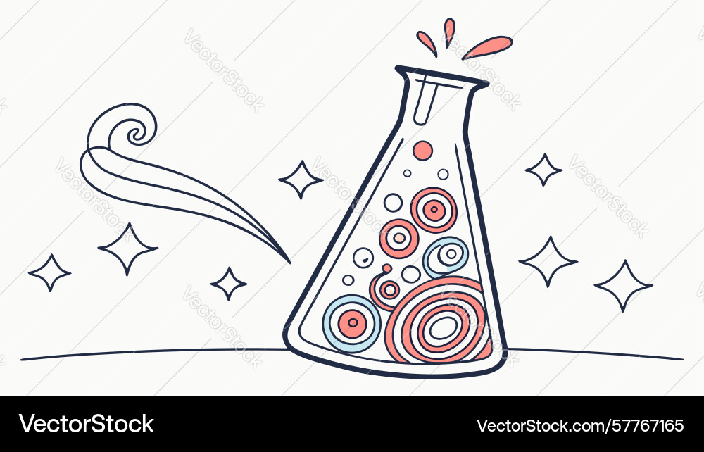 Elegant stylized flask with abstract sparkle Vector Image