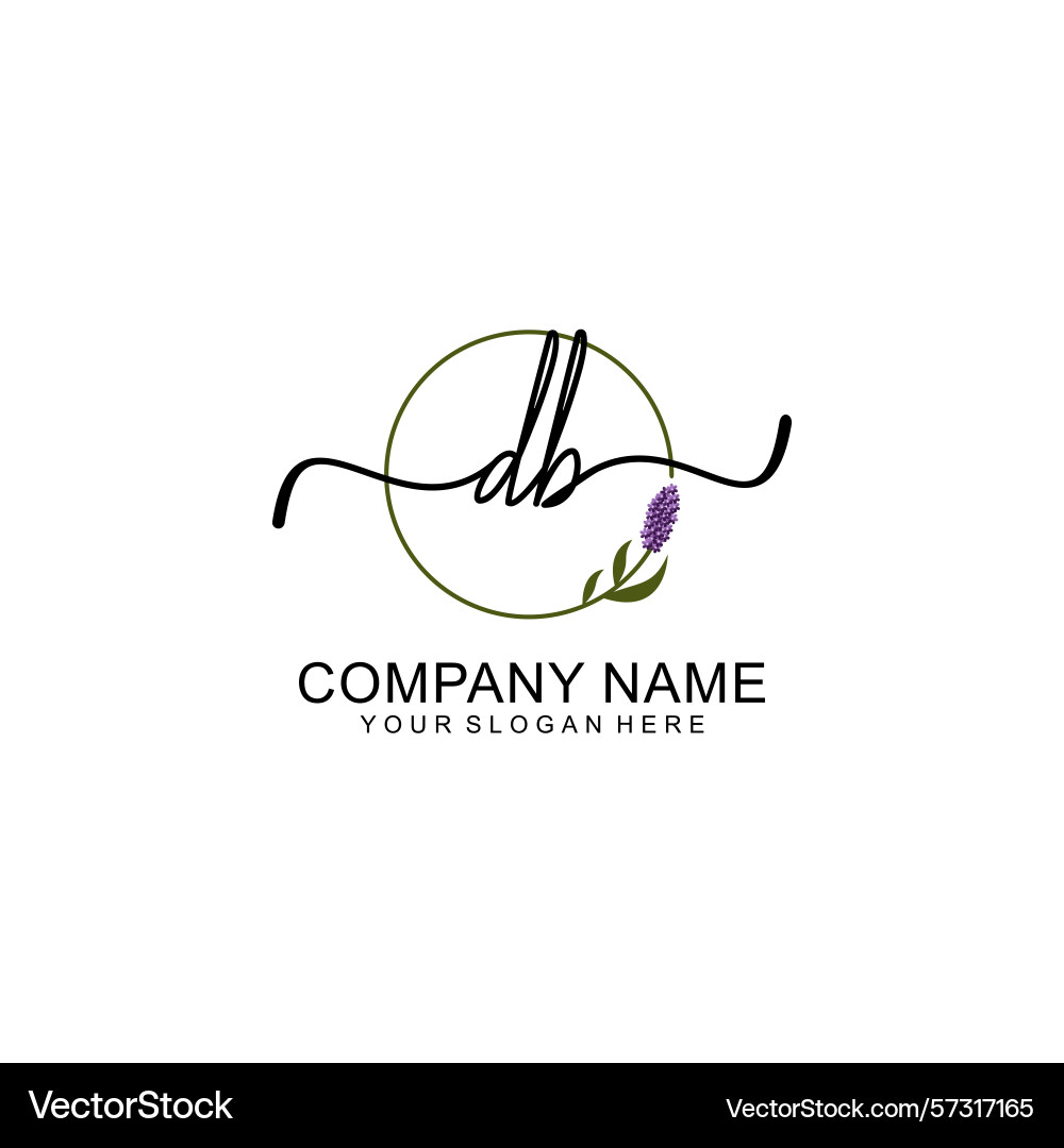 Handwritten db initial logo with circle vector image