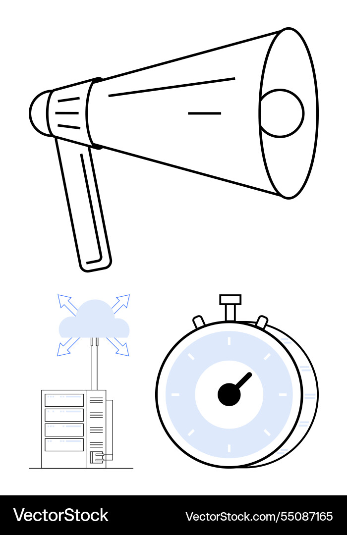 Megaphone for communication cloud-based data Megaphone for communication cloud-based data vector image