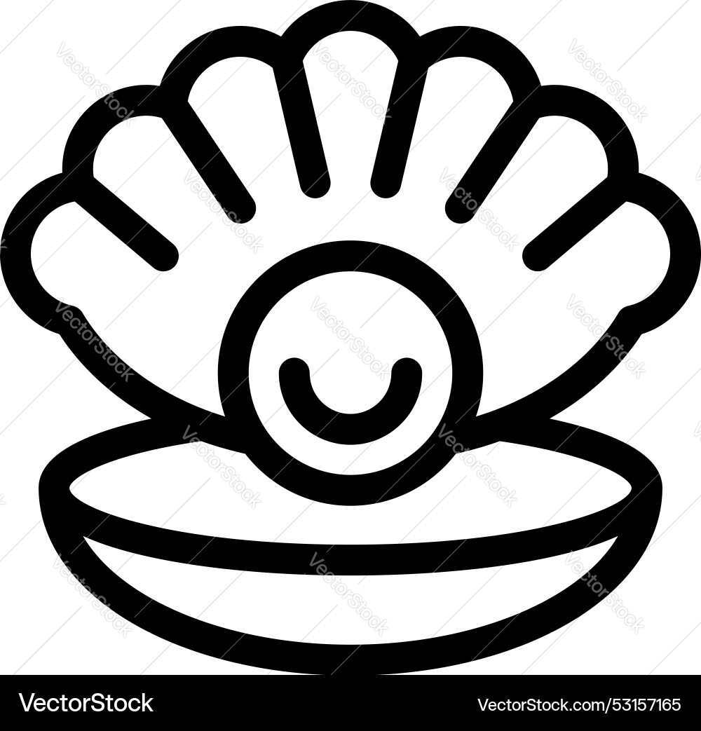 Open shell showing smiling pearl icon Open shell showing smiling pearl icon vector image