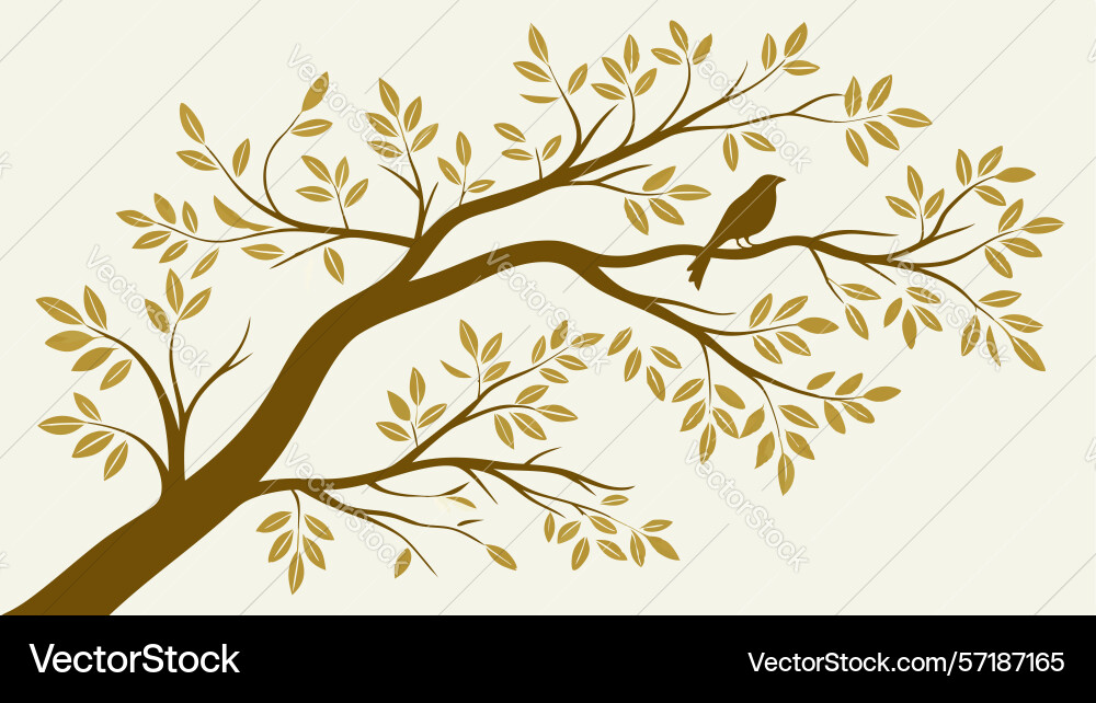 Rustic tree branch with bird design generative ai vector image