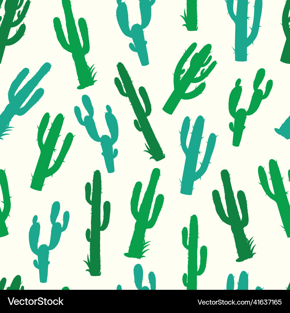 Seamless pattern with green cactuses Seamless pattern with green cactuses vector image