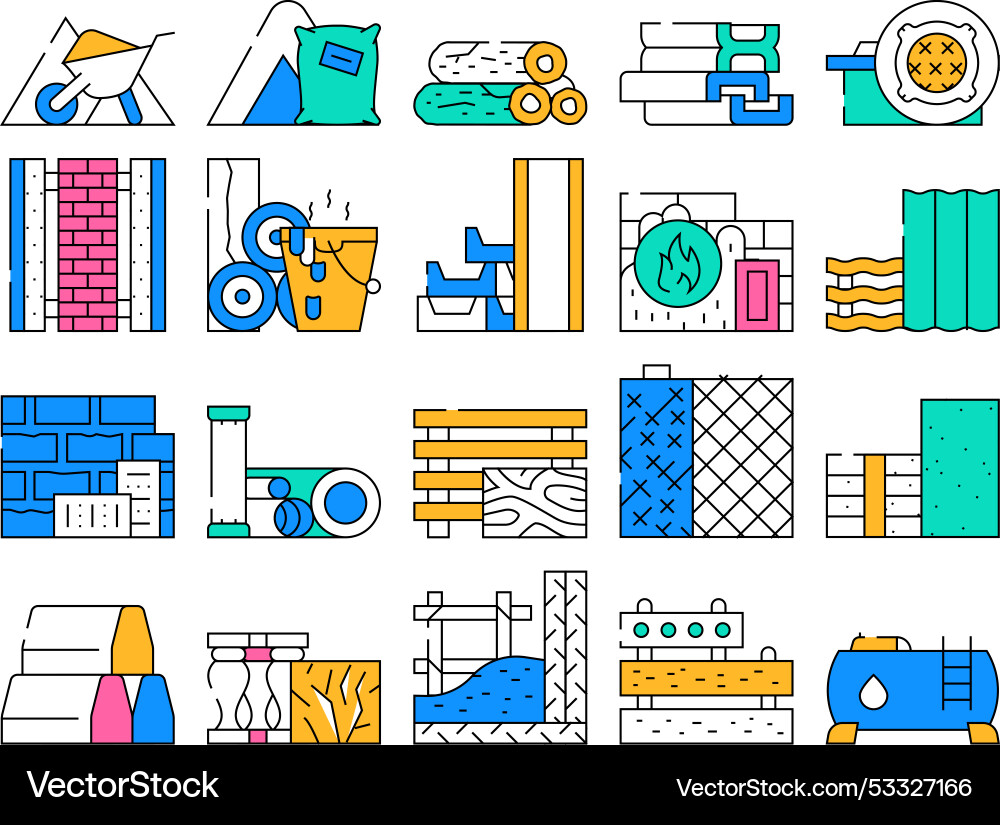 Building material collection icons set Building material collection icons set vector image