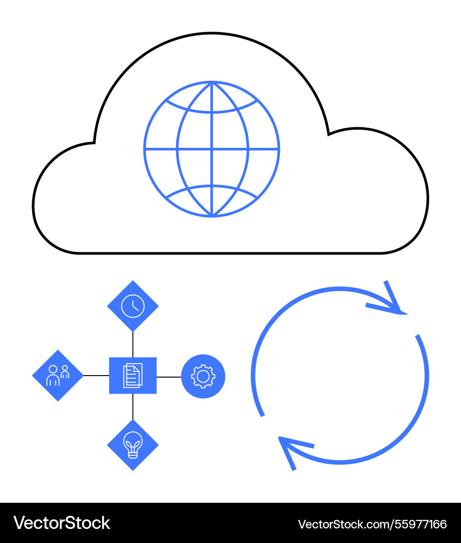 Cloud-based solutions and workflow efficiency Vector Image