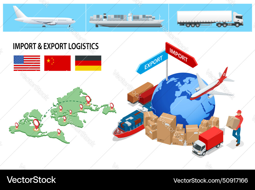 Globale Logistik-Netzwerk isometrische Lieferung Globale Logistik-Netzwerk isometrische Lieferung vektorbild