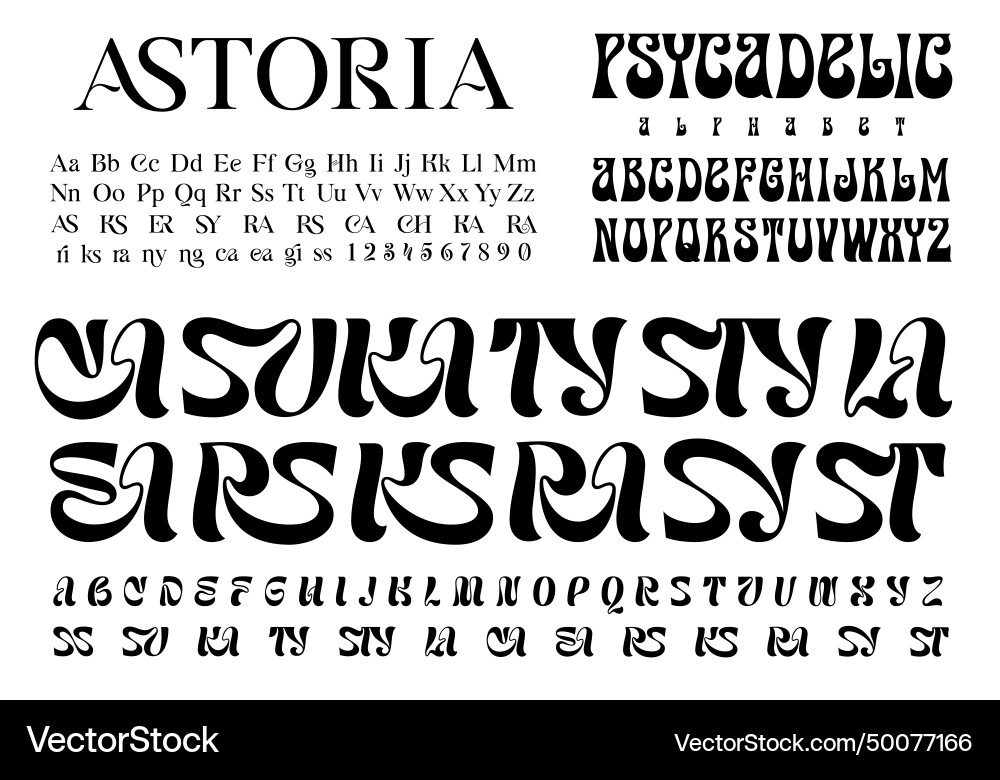 Modern Font Collection - Script & Serif vector image