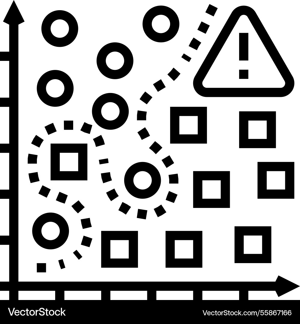 Overfitting warning machine learning line icon vector image