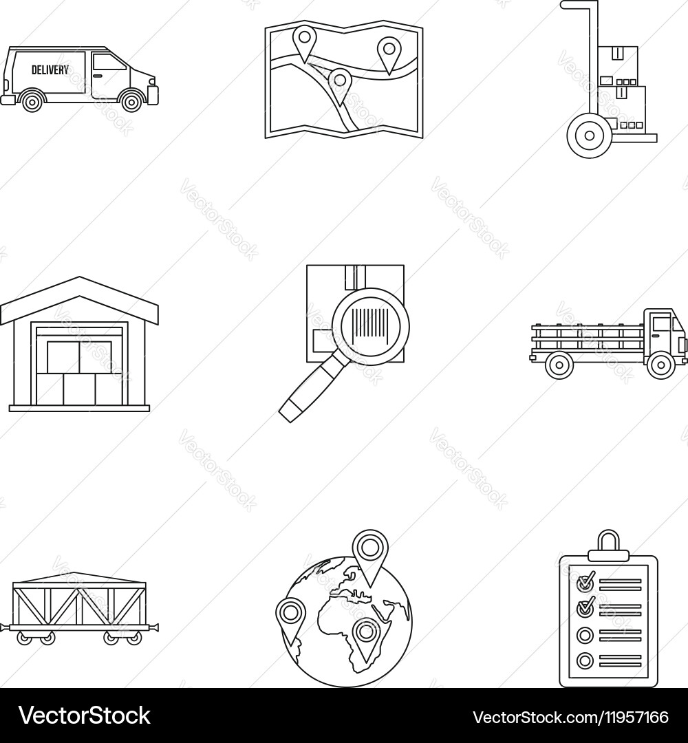 Shipping Icon Set - Outline – Royalty-Free Vector | VectorStock