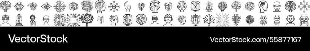 Ai concept outline icon pack smart tech robotics Ai concept outline icon pack smart tech robotics vector image