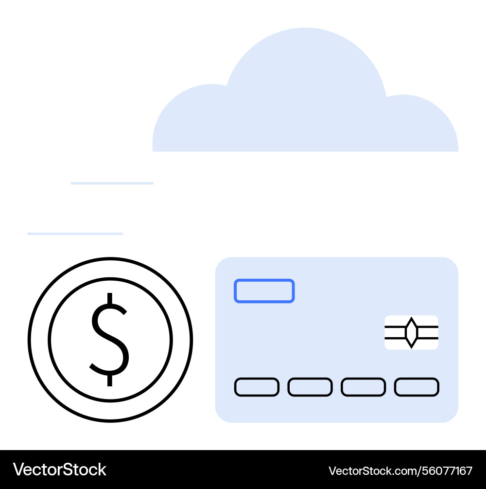 Cloud-based payment processing with card Cloud-based payment processing with card Vector Image