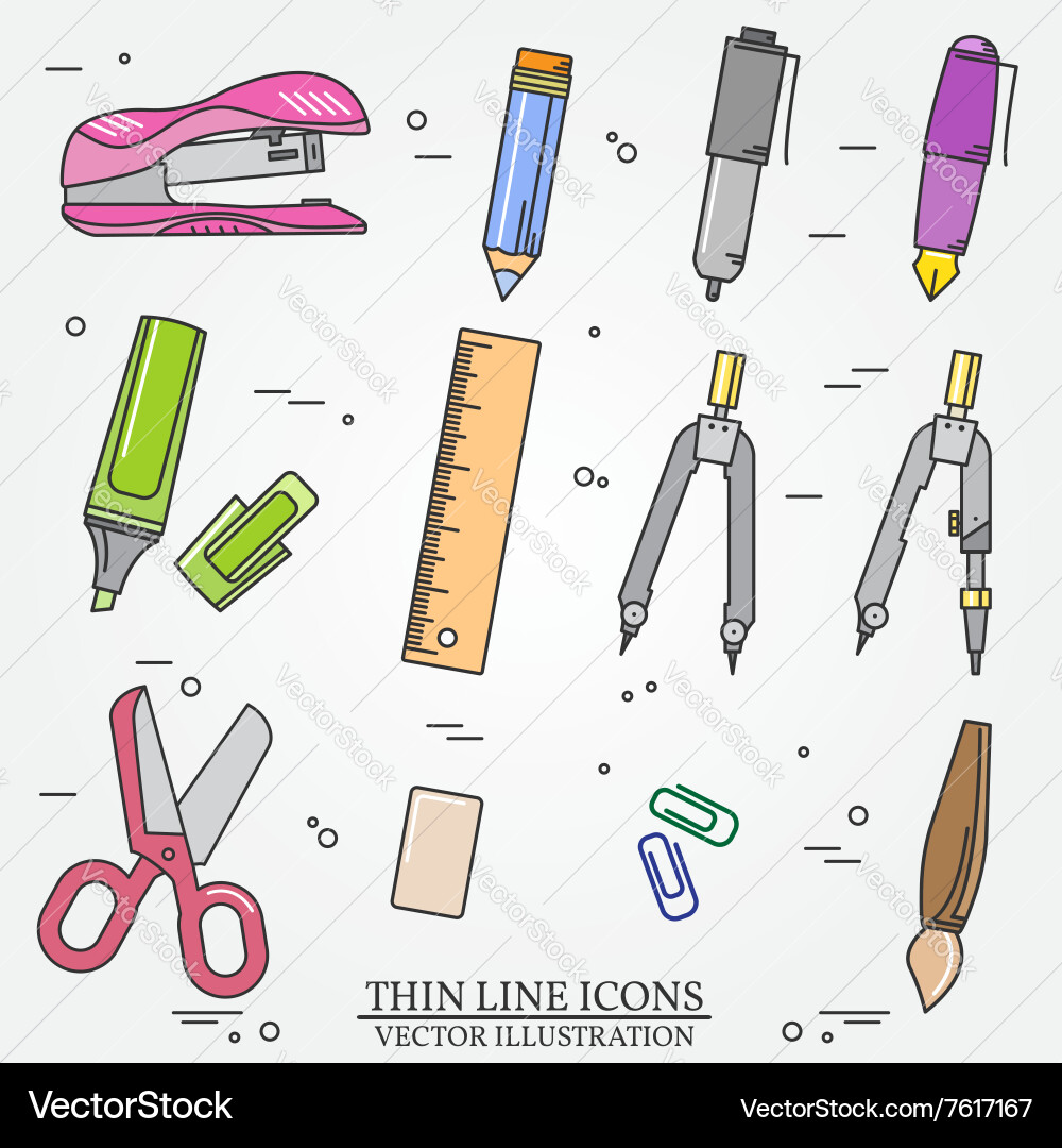 Drawing and writing tools icon thin line for web vector image