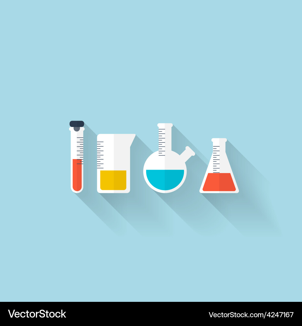 Flat web internet icon flask set vector image