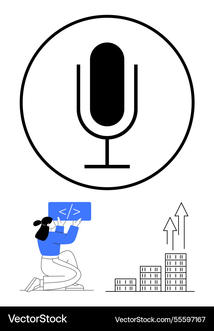 Microphone with developer coding and business vector image