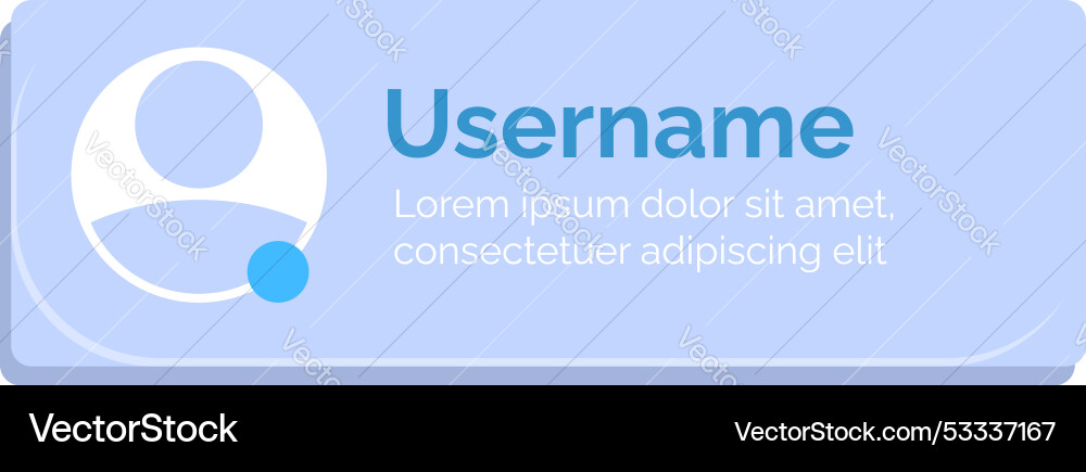 Minimalist user interface element showing username vector image