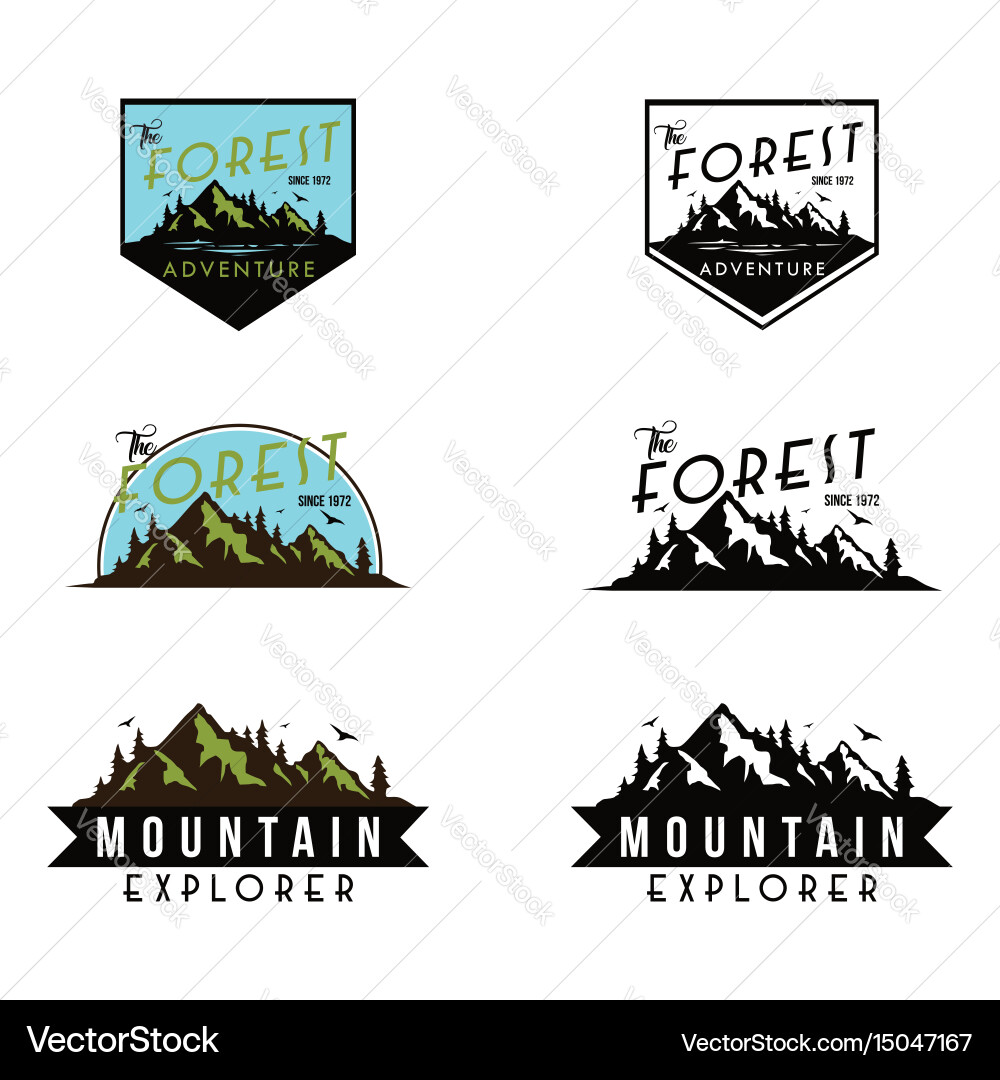 Mountain Explorer Badge - Black & White Vector Image