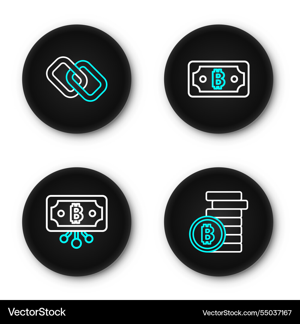 Set line bitcoin with circuit cryptocurrency Set line bitcoin with circuit cryptocurrency Vector Image