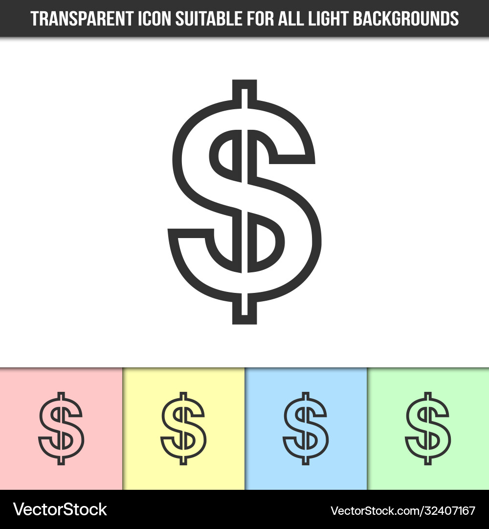 Simple outline transparent dollar sign icon Simple outline transparent dollar sign icon vector image