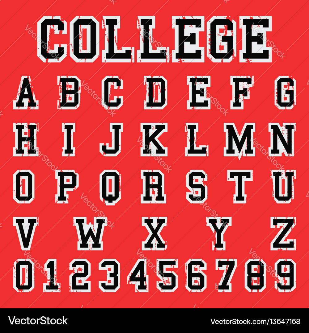 Alphabet college font template Alphabet college font template vector image