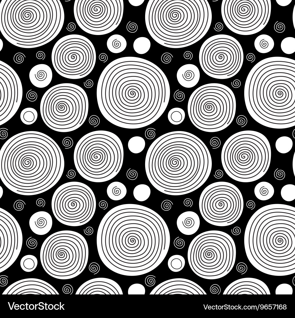Black & White Spiral Circles Pattern Vector Image