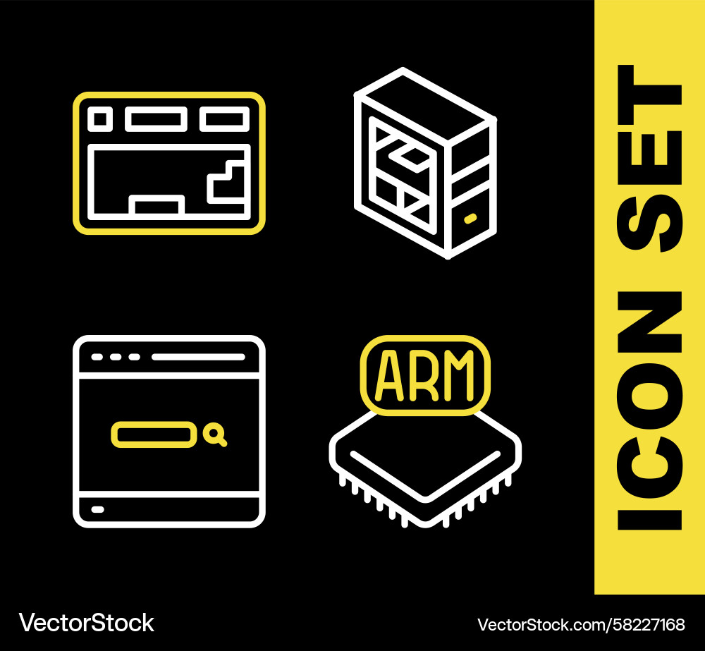 Computer Processor & Search Engine Icons Vector Image
