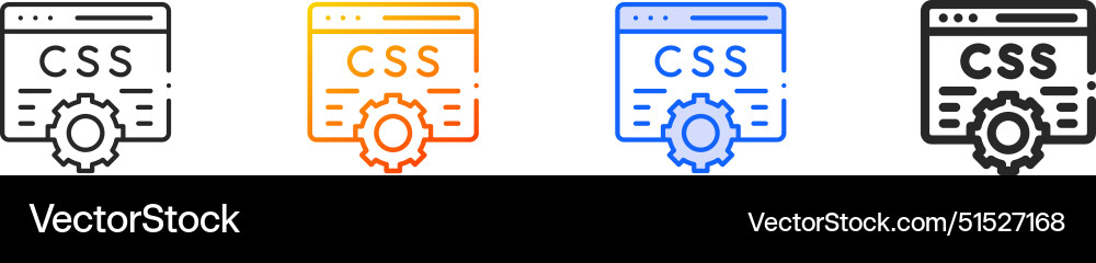 Css iconthin linear gradient blue stroke and bold Css iconthin linear gradient blue stroke and bold vector image