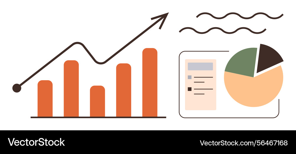 Data analytics visualization with bar graph line Data analytics visualization with bar graph line vector image