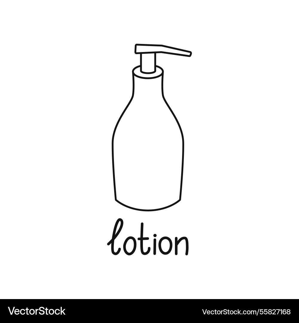 Linear lotion icon with text contour symbol Vector Image